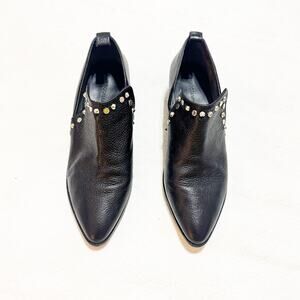 Rebecca Minkoff Annette Black Leather Studded Pointy Toe Ankle Booties Size 9